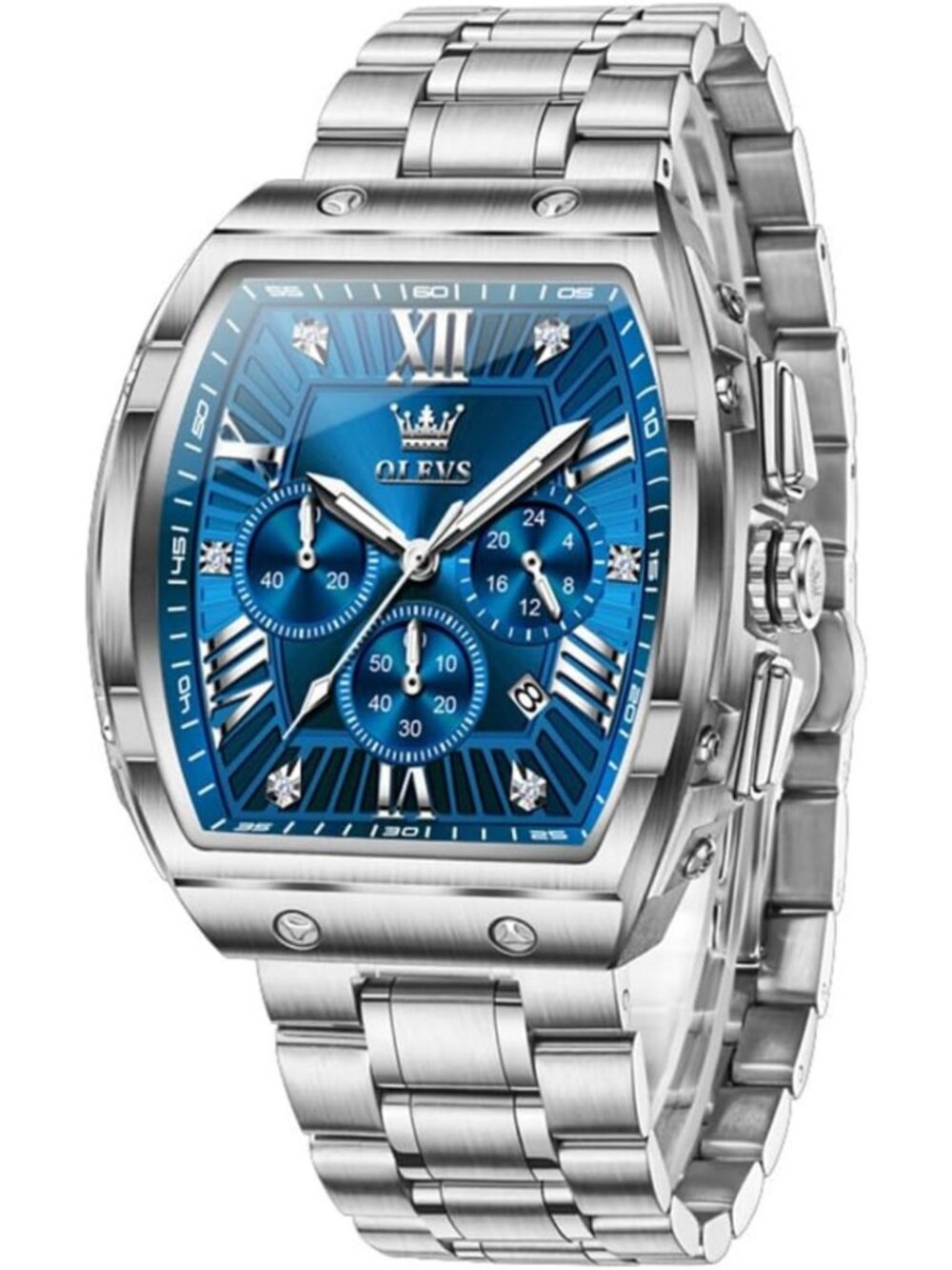 Luxury Men's Analog Quartz Watch - Waterproof Chronograph, Diamond Accents, Big